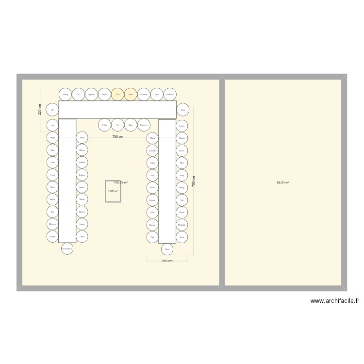 Mariage 26042025 prénoms. Plan de 3 pièces et 170 m2