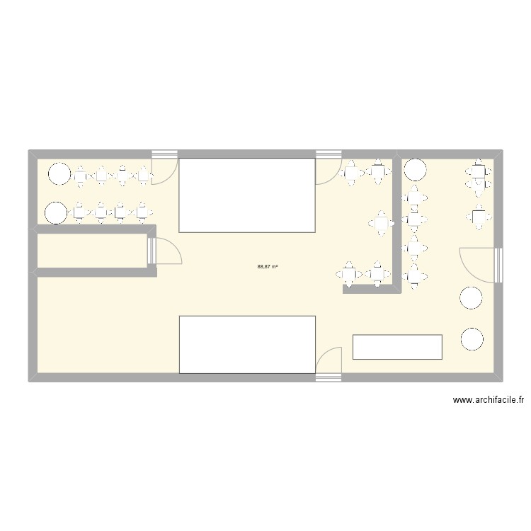 SALLE. Plan de 1 pièce et 89 m2