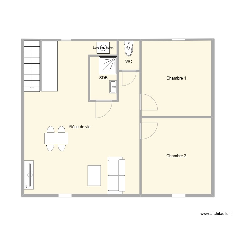  KERBOUL. Plan de 6 pièces et 56 m2