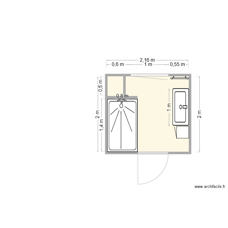 LEROY. Plan de 2 pièces et 4 m2