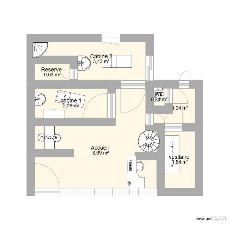 belle et zen . Plan de 7 pièces et 18 m2