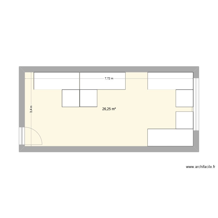 sales 1. Plan de 1 pièce et 26 m2