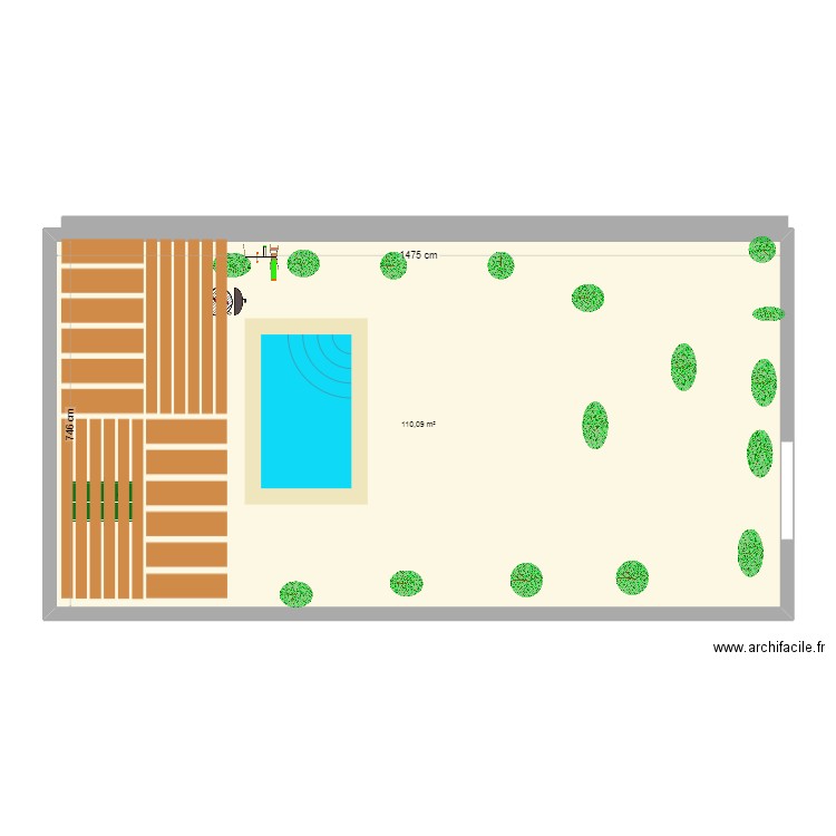 jardin. Plan de 1 pièce et 110 m2