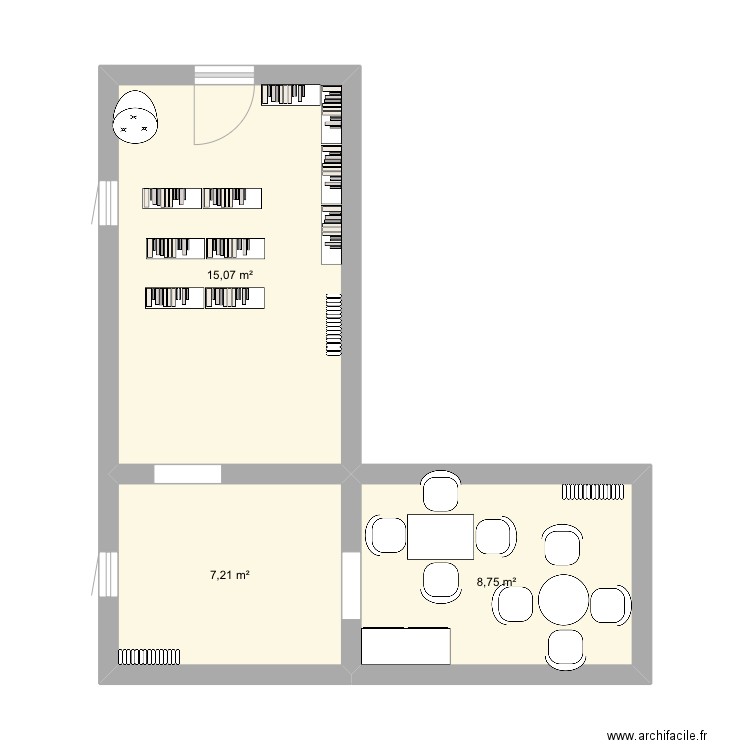 Bibliothèque, travail de Macha . Plan de 3 pièces et 31 m2