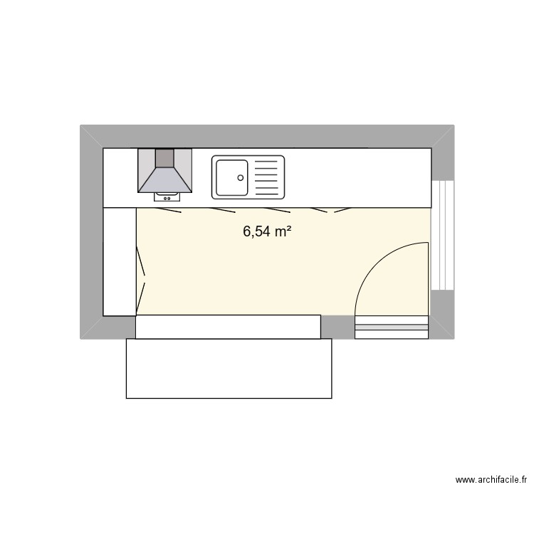 louda. Plan de 1 pièce et 7 m2