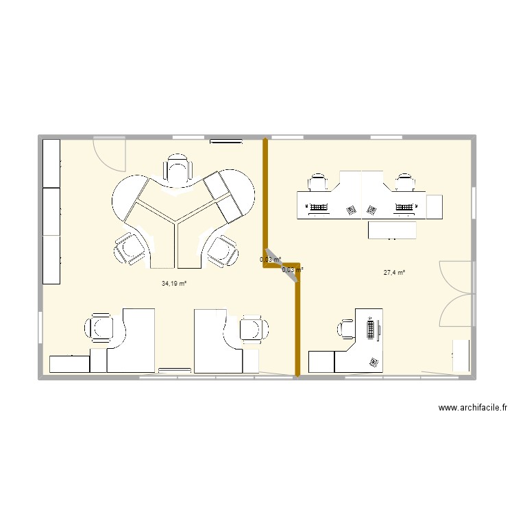 Bureau IP-PLS2. Plan de 4 pièces et 62 m2