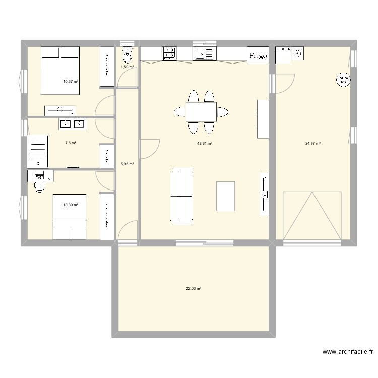 PROJET 1 80M2 AVEC GARAGE. Plan de 8 pièces et 125 m2