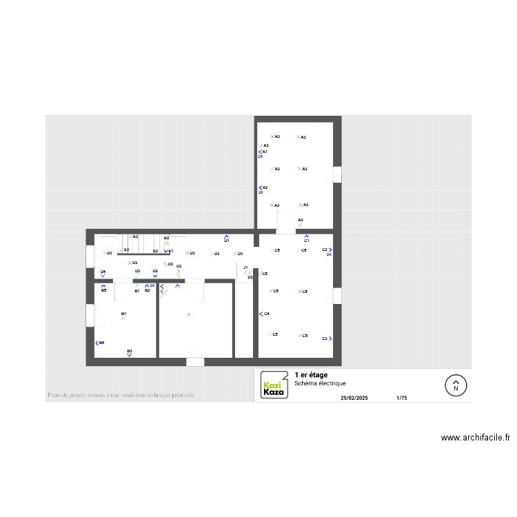 schéma éléctrique 1er étage. Plan de 0 pièce et 0 m2