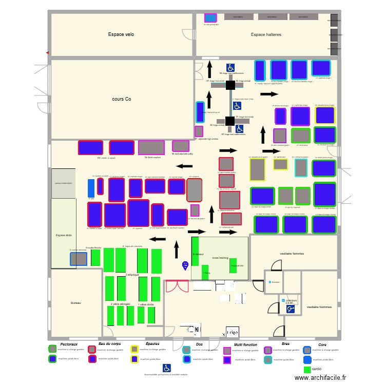 plan salle narosse! implantation machines. Plan de 11 pièces et 665 m2