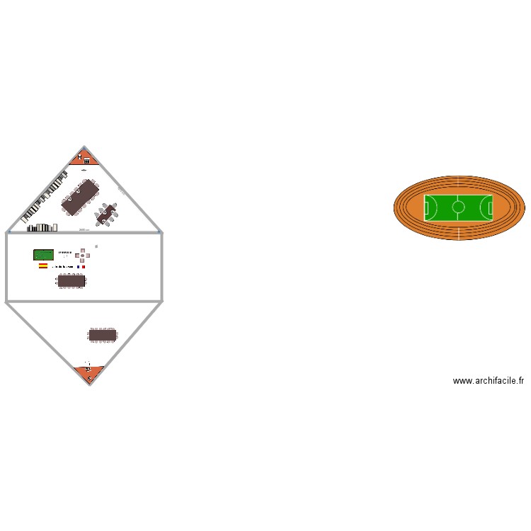 exposer ESP. Plan de 1 pièce et 194 m2