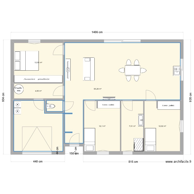 BELLANCOURT V3. Plan de 6 pièces et 115 m2