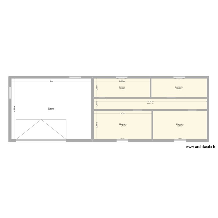 agrandissement. Plan de 6 pièces et 115 m2