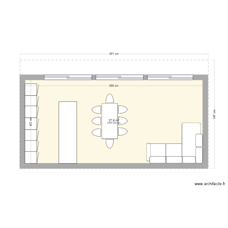 1PARTIE. Plan de 1 pièce et 38 m2