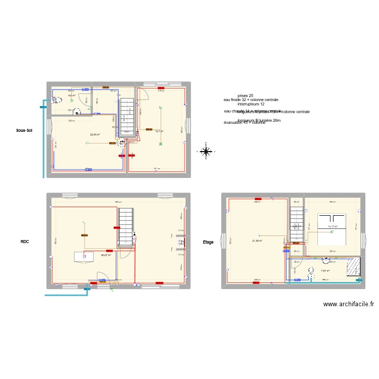 RDC elec. Plan de 8 pièces et 138 m2