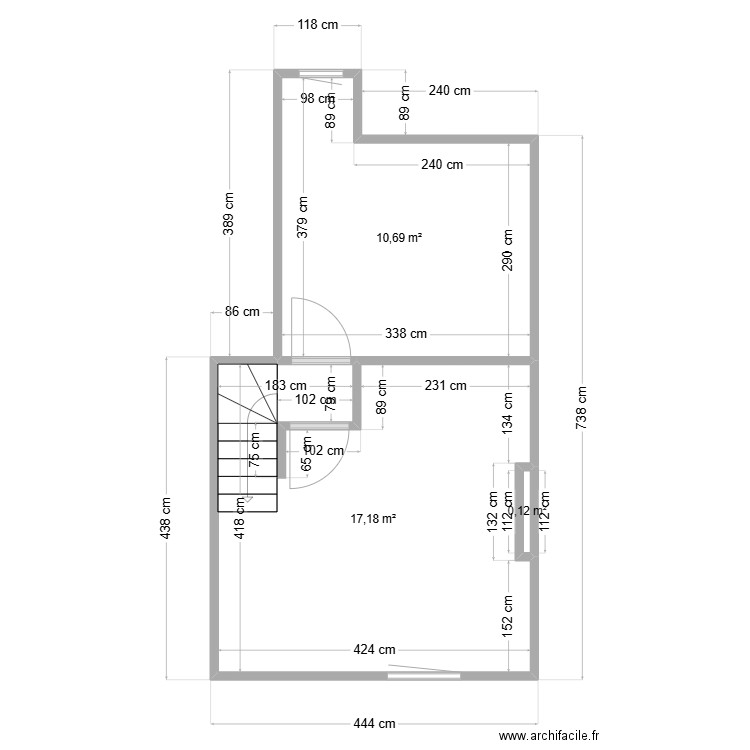 Méridien étage. Plan de 3 pièces et 28 m2