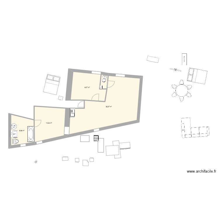 curiolV1. Plan de 5 pièces et 53 m2