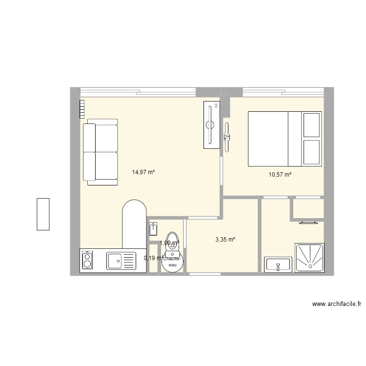 LT amirauté. Plan de 5 pièces et 30 m2