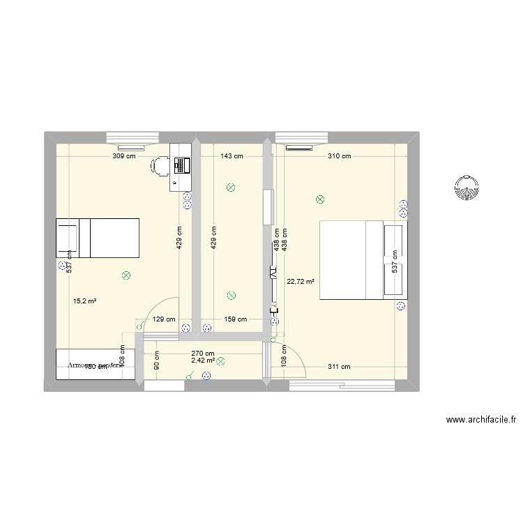 plan 2024/2025. Plan de 3 pièces et 40 m2