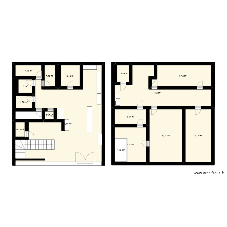 institu carlance. Plan de 16 pièces et 81 m2