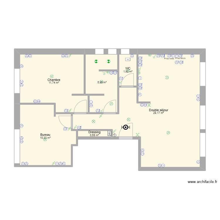 Bourgeonnière Elec. Plan de 6 pièces et 60 m2