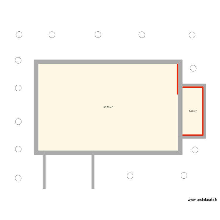  Doussy. Plan de 2 pièces et 58 m2