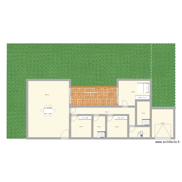 Plan V1. Plan de 9 pièces et 132 m2