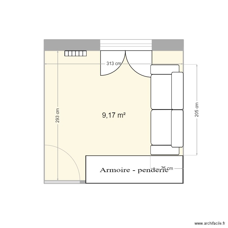 chambre laure. Plan de 1 pièce et 9 m2