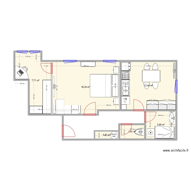 plan02. Plan de 6 pièces et 43 m2