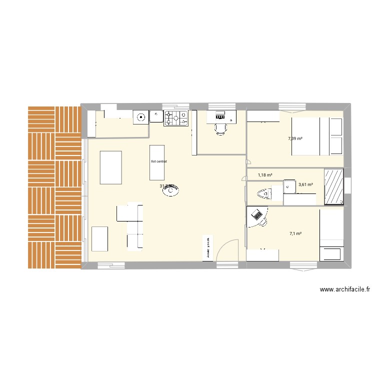 CHALET 50M2. Plan de 5 pièces et 51 m2