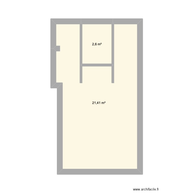 studio. Plan de 2 pièces et 24 m2