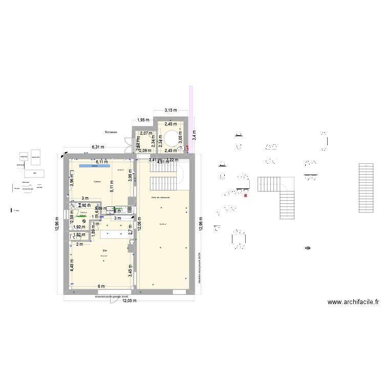 plans modifs escalier. Plan de 6 pièces et 276 m2