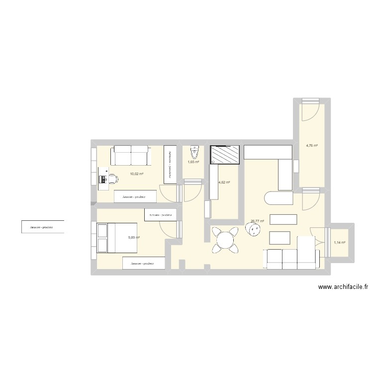 APPARTEMENT TORTIERE. Plan de 7 pièces et 59 m2