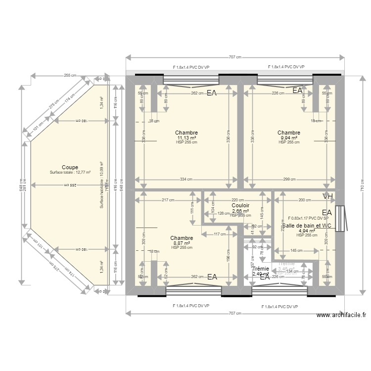 ML24003153. Plan de 15 pièces et 124 m2