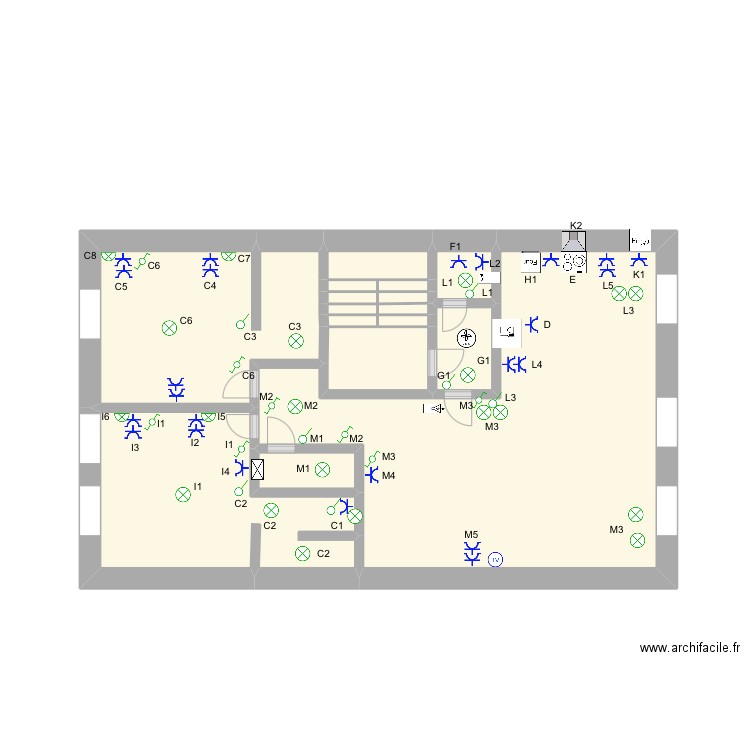 ET 2 FATA. Plan de 16 pièces et 24 m2