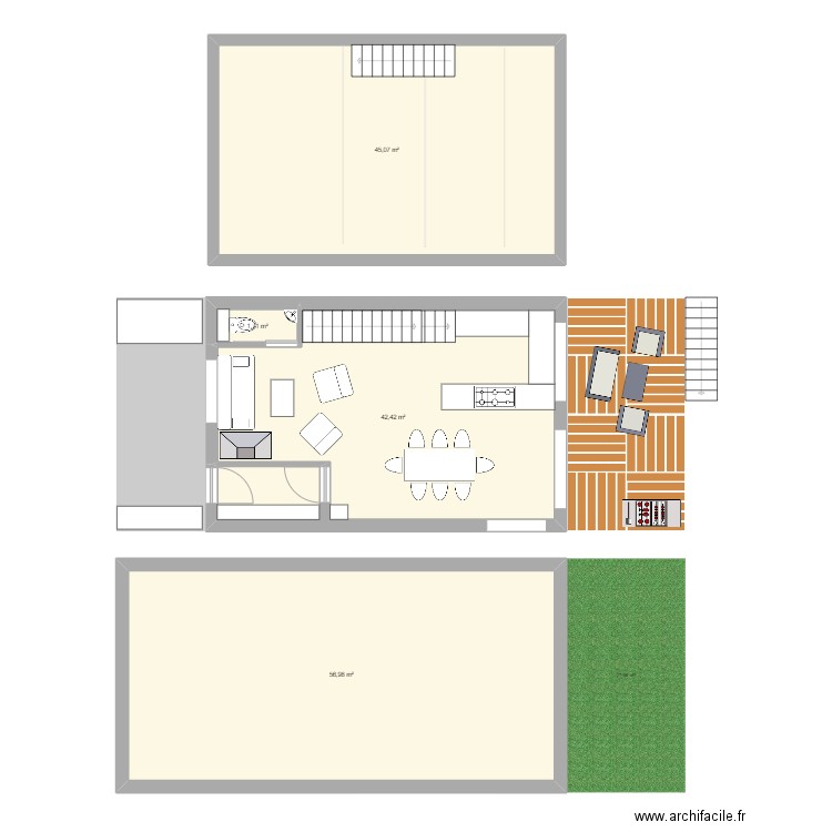 Sejour. Plan de 4 pièces et 146 m2