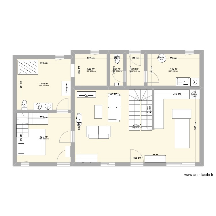 Maison kérity. Plan de 7 pièces et 86 m2