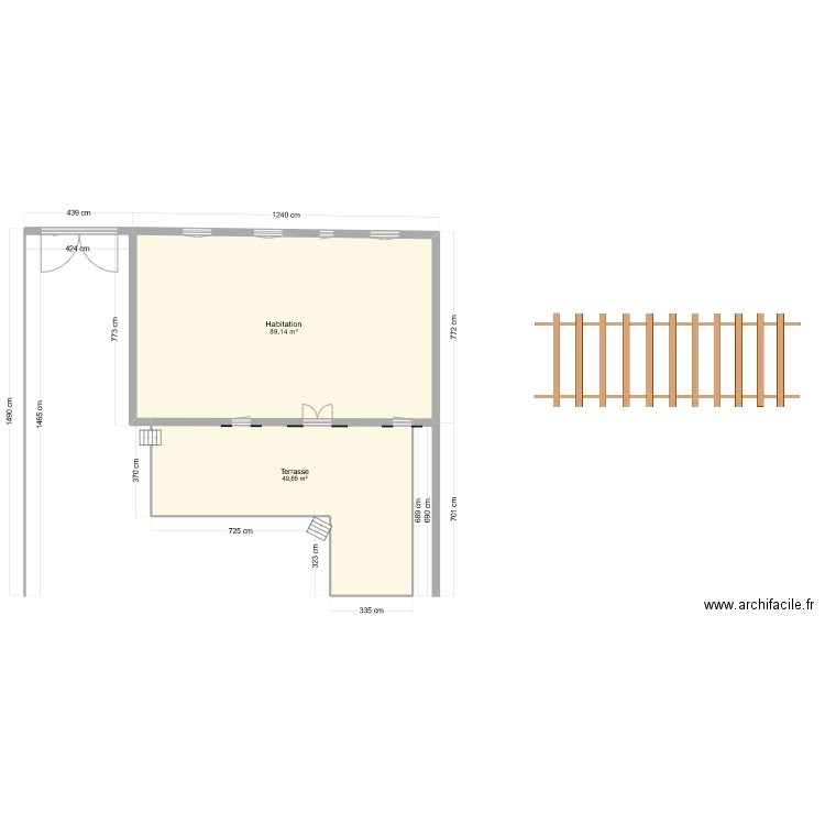 Projet Couverture Terrasse. Plan de 2 pièces et 139 m2