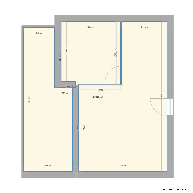 PLAN. Plan de 1 pièce et 60 m2