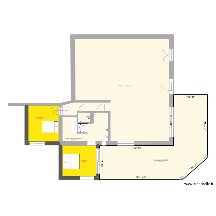 Chambre + Bois. Plan de 6 pièces et 246 m2