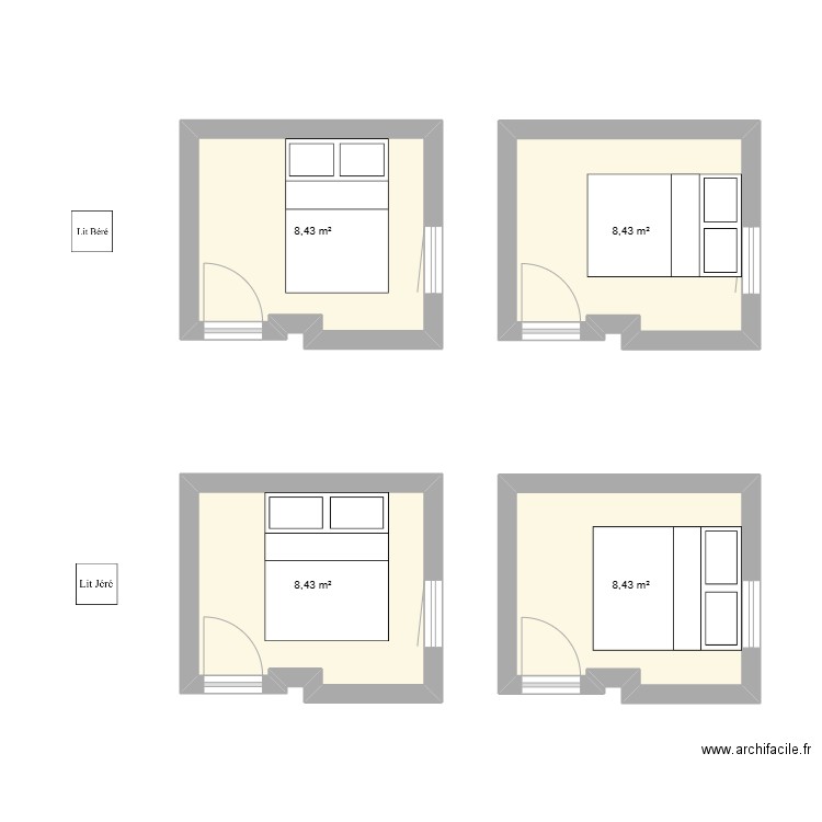 Chambre 2. Plan de 4 pièces et 34 m2