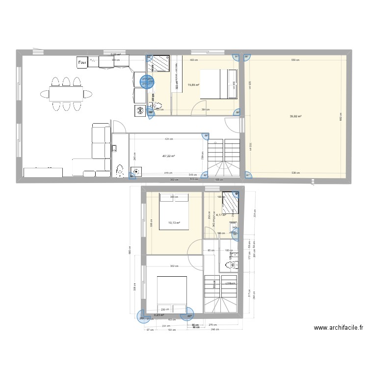 maison longeur joingy. Plan de 7 pièces et 77 m2