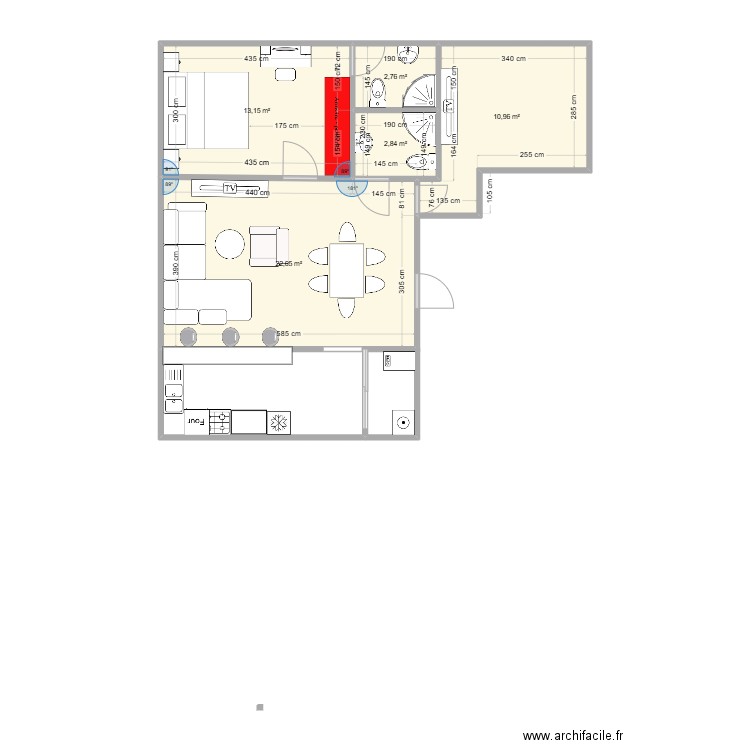 maison. Plan de 5 pièces et 52 m2