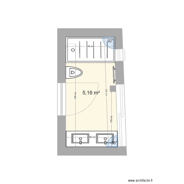 CASA DE BANHO CAMPOLIDE. Plan de 1 pièce et 5 m2