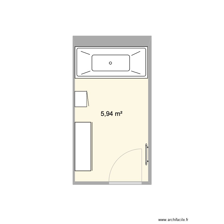 Salle de bain Ondes. Plan de 1 pièce et 6 m2