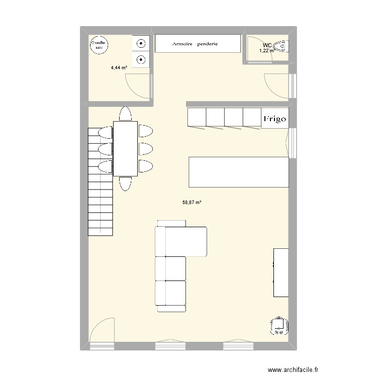 maison luzinay. Plan de 3 pièces et 65 m2