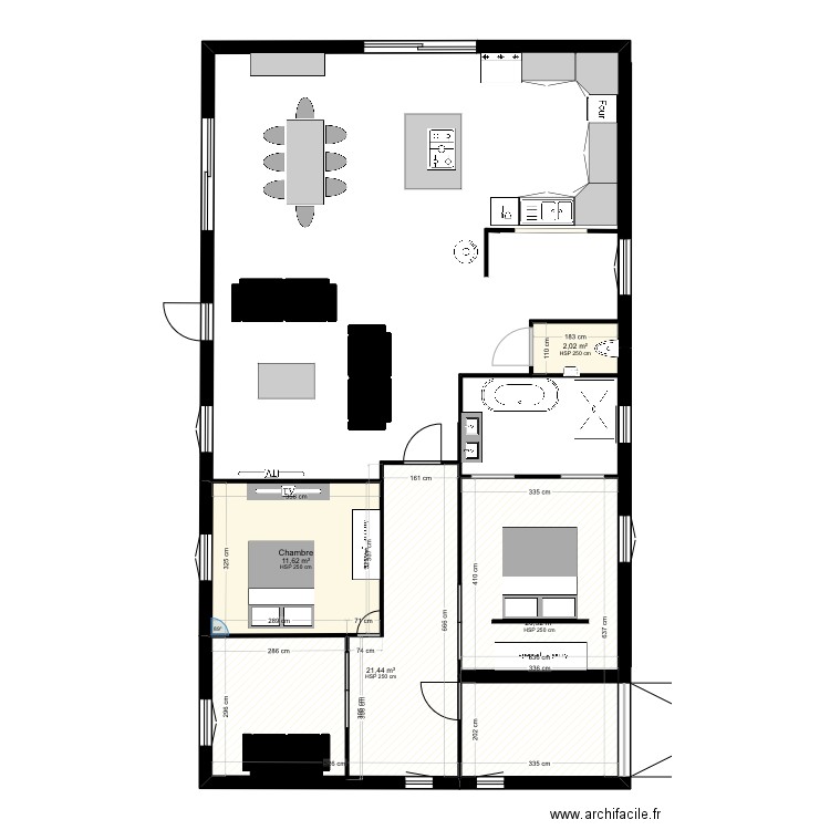 Maisn st Pey . Plan de 3 pièces et 42 m2