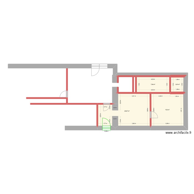 Sacbu House. Plan de 4 pièces et 47 m2