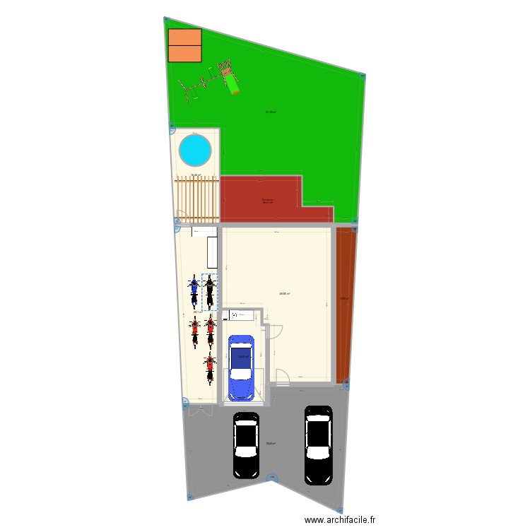 Garage. Plan de 8 pièces et 280 m2