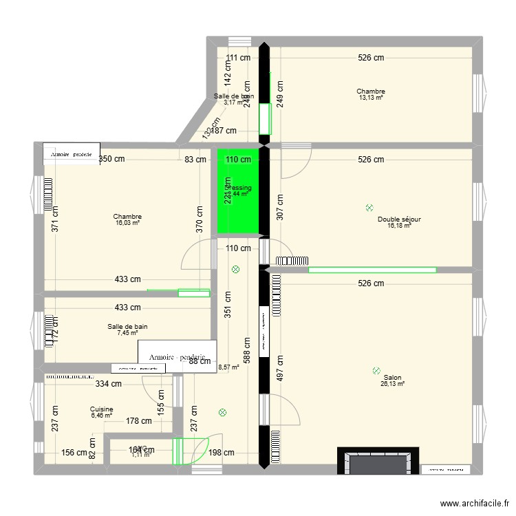 Château V1. Plan de 10 pièces et 101 m2