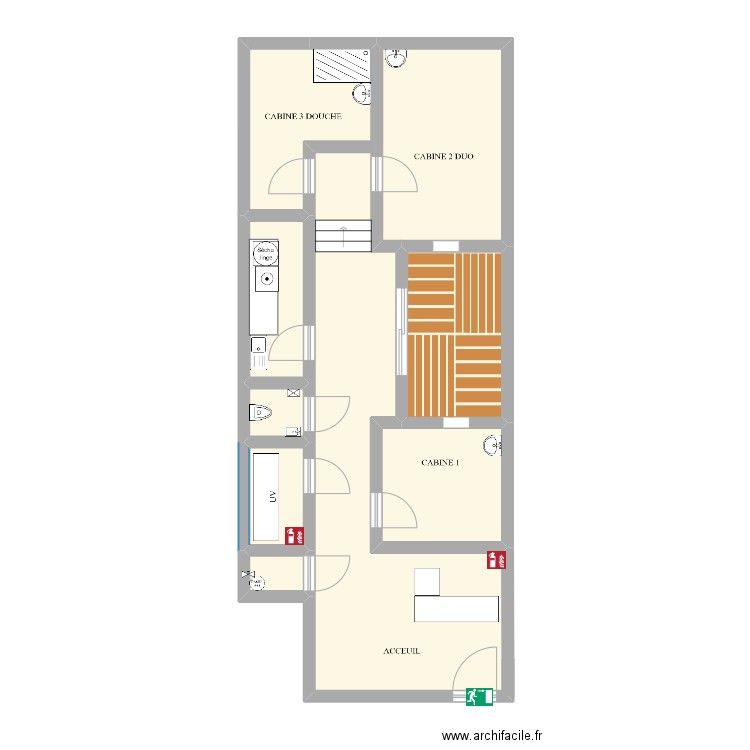 Salon 2. Plan de 8 pièces et 72 m2